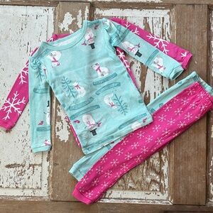 Carter’s Kids Snowman/Snowflake Pajama Set - Pink and Teal - 18m NWOT